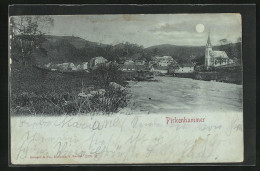 Mondschein-AK Pirkenhammer, Flusspartie Bei Nacht  - República Checa