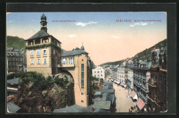 AK Karlsbad, Mühlenbrunnstrasse, Schlossberglift  - República Checa