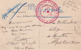 Menton (06) Tampon Hôpital Auxiliaire N° 205 Association Des Dames Françaises Croix Rouge 1914 Poilu Du 67e D'inf. Dreux - Guerre De 1914-18