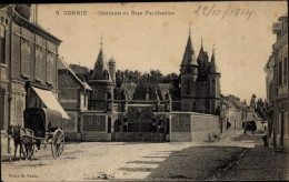 France 1914 Postcard Corbie Somme, Chateau And Rue Faidherbe - Corbie