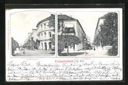 AK Franzensbad, Parkstrasse Mit Park Hôtel, Postgasse  - República Checa