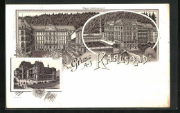 Lithographie Karlsbad, Pupp`s Etablissement, Mehrfachansicht  - República Checa