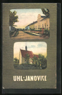 AK Uhl. Janovice, Strassenpartie, Kostel  - Tsjechië