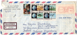 United States REGISTERED Letter Via Yugoslavia 1970 Worcester Mass - Lettres & Documents