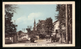 CPA Ailly-sur-Noye, Place De La Gare, L`Eglise  - Ailly Sur Noye