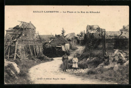 CPA Sailly-Laurette, La Place Et La Rue De Ribaudel  - Autres & Non Classés