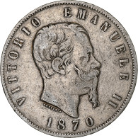 Italie, Vittorio Emanuele II, 5 Lire, 1870, Milan, Argent, TB, KM:8.3 - 1861-1878 : Victor Emmanuel II.