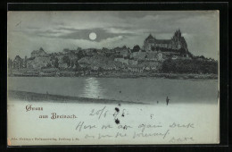 Mondschein-AK Breisach, Gesamtansicht Vom Ufer Aus, Blick Zum Münster St. Stephan  - Breisach