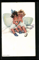 Künstler-AK Chicky Spark: Zwei ängstliche Mädchen Im Bett  - Spark, Chicky
