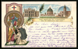 Lithographie Roma, Heic Ordo Approbatus, S. Chrysogovi Basilica, Signum Ordinis Sancte Trinitatis, 1198-1898  - Vatikanstadt