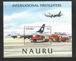 Nauru 2002 International Fire Fighters $5 Miniature Sheet MNH , 2 Small Surface Marks - Nauru