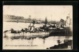 Foto-AK Kriegsschiff 069 Nach Siegreichem Gefecht In Den Hooden  - Oorlog