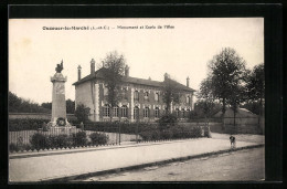 CPA Ouzouer-le-Marché, Monument Et Ecole De Filles  - Sonstige & Ohne Zuordnung