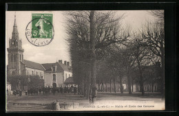 CPA Josnes, Mairie Et Ecole Des Garcons  - Autres & Non Classés