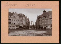 Fotografie Brück & Sohn Meissen, Ansicht Torgau / Elbe, Bahnhofstrasse Mit Friedrich-Platz, Denkmal & Hotel  - Lugares