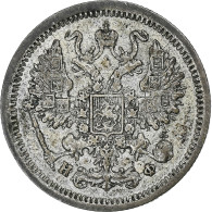 Russie, Alexander II, 10 Kopeks, 1878, Saint-Pétersbourg, Argent, TTB+ - Rusia