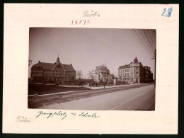 Fotografie Brück & Sohn Meissen, Ansicht Riesa-Gröba, Georgplatz Mit Schule, Schulhaus  - Lieux