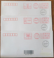 China Cover "Yao Nai's Former Residence" (Shanghai) Postage Machine Stamped First Day Actual Mail Seal (set Of 3 Pieces) - Omslagen