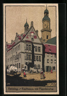 Steindruck-AK Freising, Rathaus Mit Pfarrkirche  - Otros & Sin Clasificación