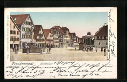 Goldfenster-AK Freudenstadt, Marktplatz Mit Brunnen  - Andere & Zonder Classificatie