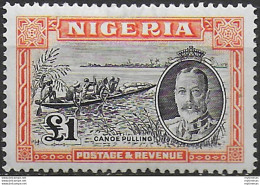 1936 Nigeria Giorgio V £1 Black And Orange MNH SG N. 45 - Other & Unclassified