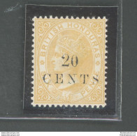 1888 BRITISH HONDURAS, Stanley Gibbons N. 29 - 20 Cent On 6d. Yellow - MLH* - Otros & Sin Clasificación