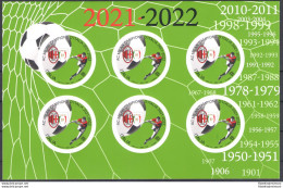 2022 Italia - Repubblica, AC Milan Campione D'Italia 2021-2022, Minifoglio Di 6 Valori - MNH** - Full Sheets