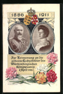 Künstler-AK Königspaar Von Württemberg - Erinnerungskarte An Silberhochzeit 1911  - Royal Families
