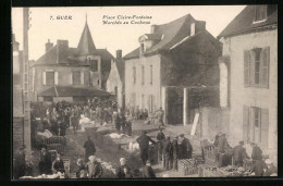 CPA Guer, Place Claire-Fontaine & Marchés Au Cochons  - Sonstige & Ohne Zuordnung