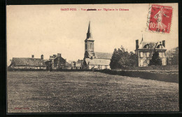 CPA Saint-Pois, Vue Generale Sur L'Eglise Et Le Chateau  - Autres & Non Classés