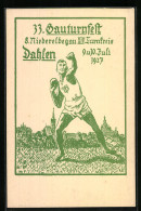 Künstler-AK Dahlen, 33. Bauturnfest, 8. Niederelbegau XIV. Turnkreis, Juli 1927  - Sonstige & Ohne Zuordnung