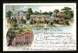 Lithographie Pichelswerder / Spandau, Restaurant Wilhelmshöhe, Garten  - Spandau