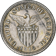 Philippines, 10 Centavos, 1918, San Francisco, Argent, TTB, KM:169 - Filippine