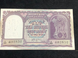 India, 10 Rupees, H.V.R.Iyengar Sign. 1957-62, Old Issue, P39, XF 1 Pcs Very Rare -2832 - India