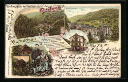 Lithographie Rippoldsau /Bad. Schwarzwald, Ortsansicht Mit Mineral- Und Moorbad  - Andere & Zonder Classificatie