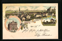 Lithographie Kaufbeuren, Ortsansicht Mit Rathaus Und Hexen-Thurm  - Kaufbeuren