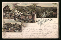 Lithographie Oberstein, Ortsansicht Mit Felsenkirche  - Autres & Non Classés