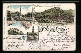 Lithographie Landstuhl, Stadtpark Mit Burg Sickingen  - Landstuhl