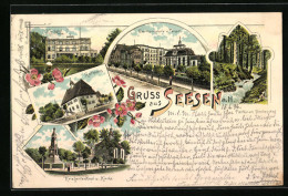 Lithographie Seesen A. H., Kurhotel, Jacobsonschule Und Synagoge, Rathaus  - Judaika