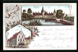 Lithographie Anholt, Rathaus, Idyll Am Schloss  - Andere & Zonder Classificatie