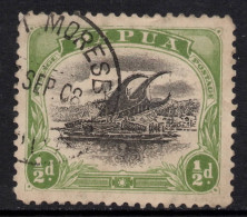 PAPUA NEW GUINEA 1907  " 1/2d BLACK AND YELLOW-GREEN LAKATOI " STAMP  WMK UPRIGHT  SG.47 VFU - Papúa Nueva Guinea