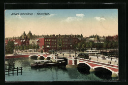 AK Amsterdam, Nieuwe Amstelbrug, Strassenbahn  - Tramways