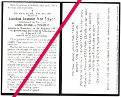 Brasschaat 1877. Van Stayen Jacobus Joannes. †04-01-1951. Wouters Anna Cornelia. - Avvisi Di Necrologio