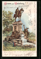 Lithographie Duisburg, Denkmal Von Kaiser Wilhelm I.  - Duisburg