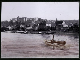 Fotografie Brück & Sohn Meissen, Ansicht Pirna / Elbe, Raddampfer Riesa Mit Blick Auf Den Ort Mit Schloss Sonnestein  - Places