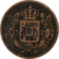 Etats Allemands, BAVARIA, Maximilian II, 1/2 Kreuzer, 1852, Munich, Cuivre, TB - Monedas Pequeñas & Otras Subdivisiones