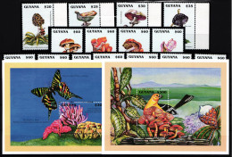 Guyana 5522-5545 Und Block 502 Und 503 Postfrisch Pilze #HQ418 - Guiana (1966-...)