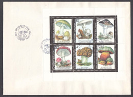 Bulgaria 1991 - Poisonous Mushrooms, Mi-nr. 3886/91 In Sheet,  FDC - FDC