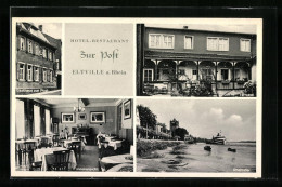 AK Eltville A. Rhein, Hotel-Restaurant Zur Post, Terrasse, Innenansicht, Bes. König  - Eltville