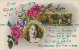 R102751 Greeting Postcard. Many Happy Returns Of The Day. Poem. W. And K. London - Andere & Zonder Classificatie
